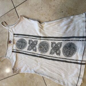 Women's cream and Gray Patterned Tank Top